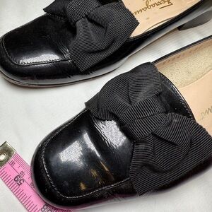 Salvatore Ferragamo Women's Black Flats patent w Bow